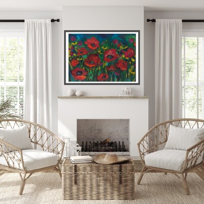 Poppy painting, Colorful floral wall art, Abstract flower print - image4